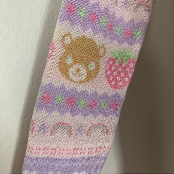 Hot Topic Pastel Teddy Bear & Strawberries Cardigan Longline Sweater Kawaii - Picture 5 of 17